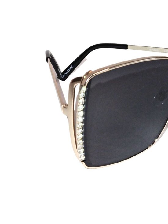 WOMEN\'S TRUE RELIGION OVERSIZED SQUARE GOLD & CRYSTAL FRAME SUNGLASSES - NWT main image 6